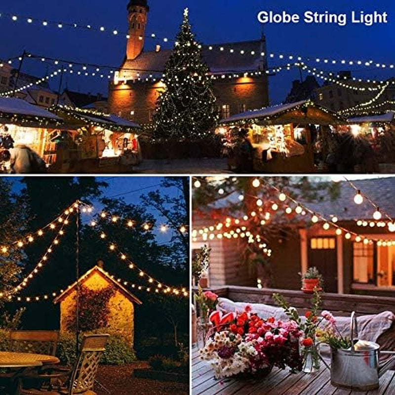Outdoor String Lights – Waterproof G40 LED Patio Lights with 49 Shatterproof Bulbs (1 Spare), Dimmable & Connectable for Backyard, Garden, Bistro, Camping, Porch & Events