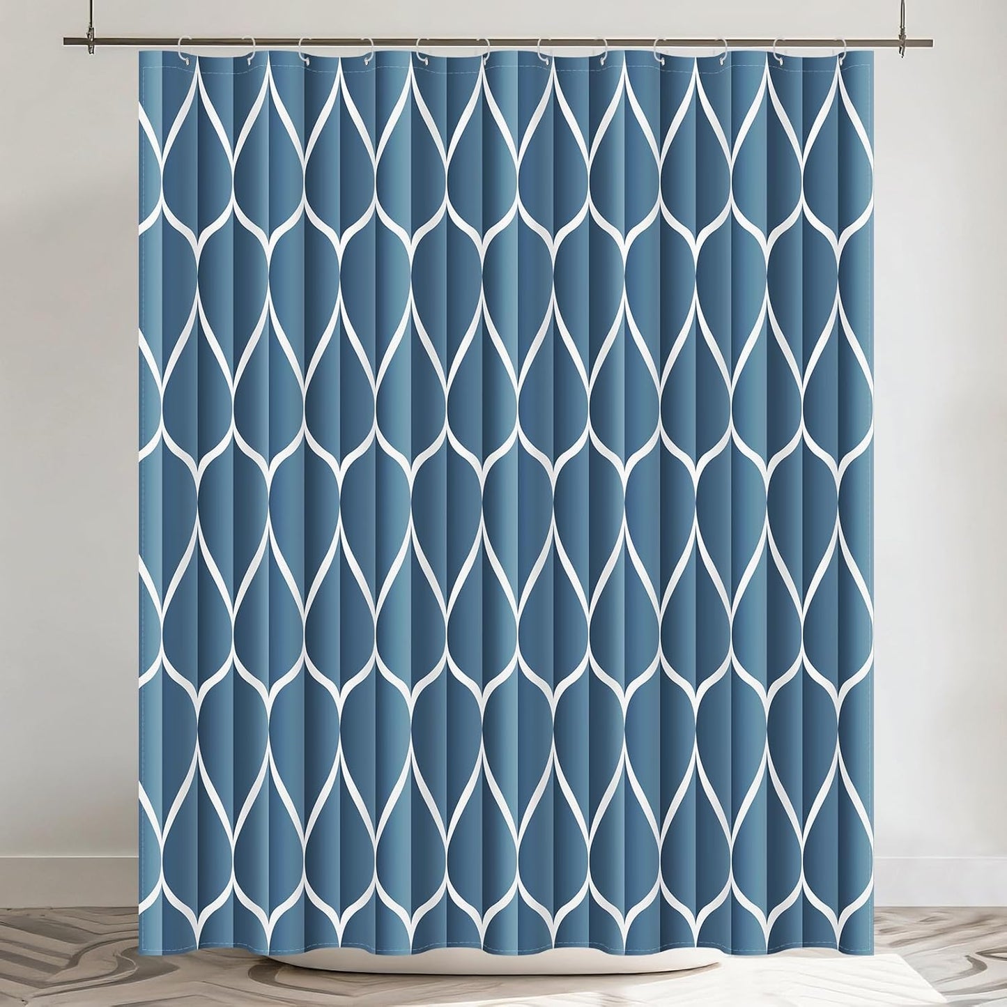 Fabric Shower Curtain – Waterproof, Quick-Drying Polyester, Weighted Bottom, 8 Hooks and Machine Washable