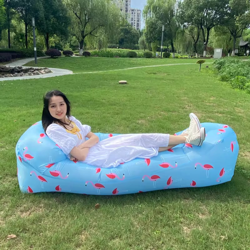 🌬️ Inflatable Air Sofa Bed – Portable Waterproof Lazy Lounger for Outdoor & Beach, No Pump Needed – 240×70cm