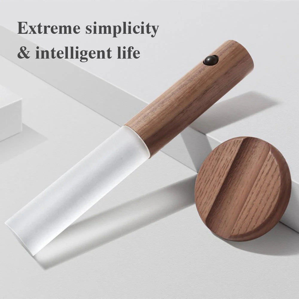 ✨SenseGlide Magnetic Motion Sensor Night Light – Wireless LED Wood-Style Lamp for Home Harmony