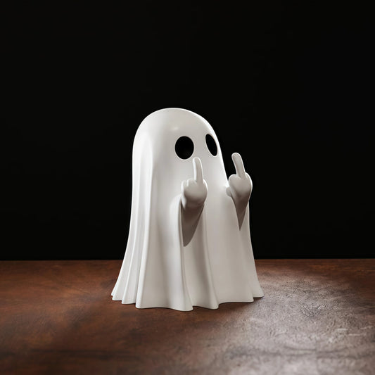 Cute Middle Finger Ghost Statue | Small Halloween Decor for Home