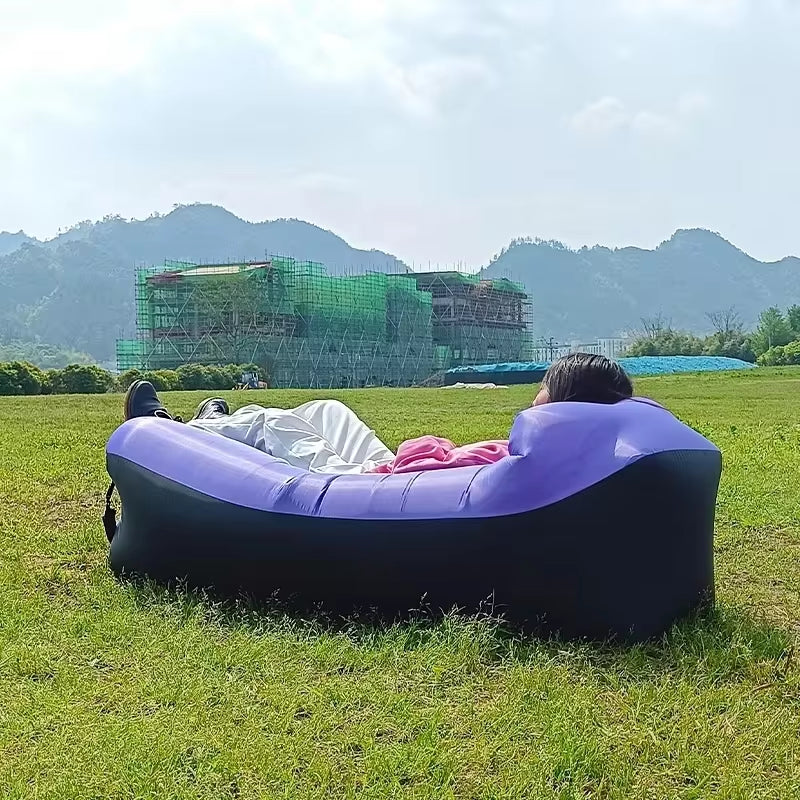 🌬️ Inflatable Air Sofa Bed – Portable Waterproof Lazy Lounger for Outdoor & Beach, No Pump Needed – 240×70cm