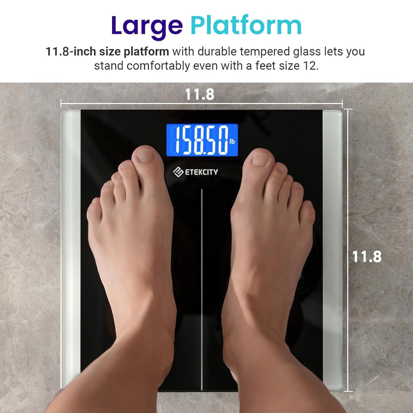 Digital Bathroom Scale for Body Weight – High-Precision Electronic Weighing Machine, LCD Display, 400 lbs Capacity, Tempered Glass
