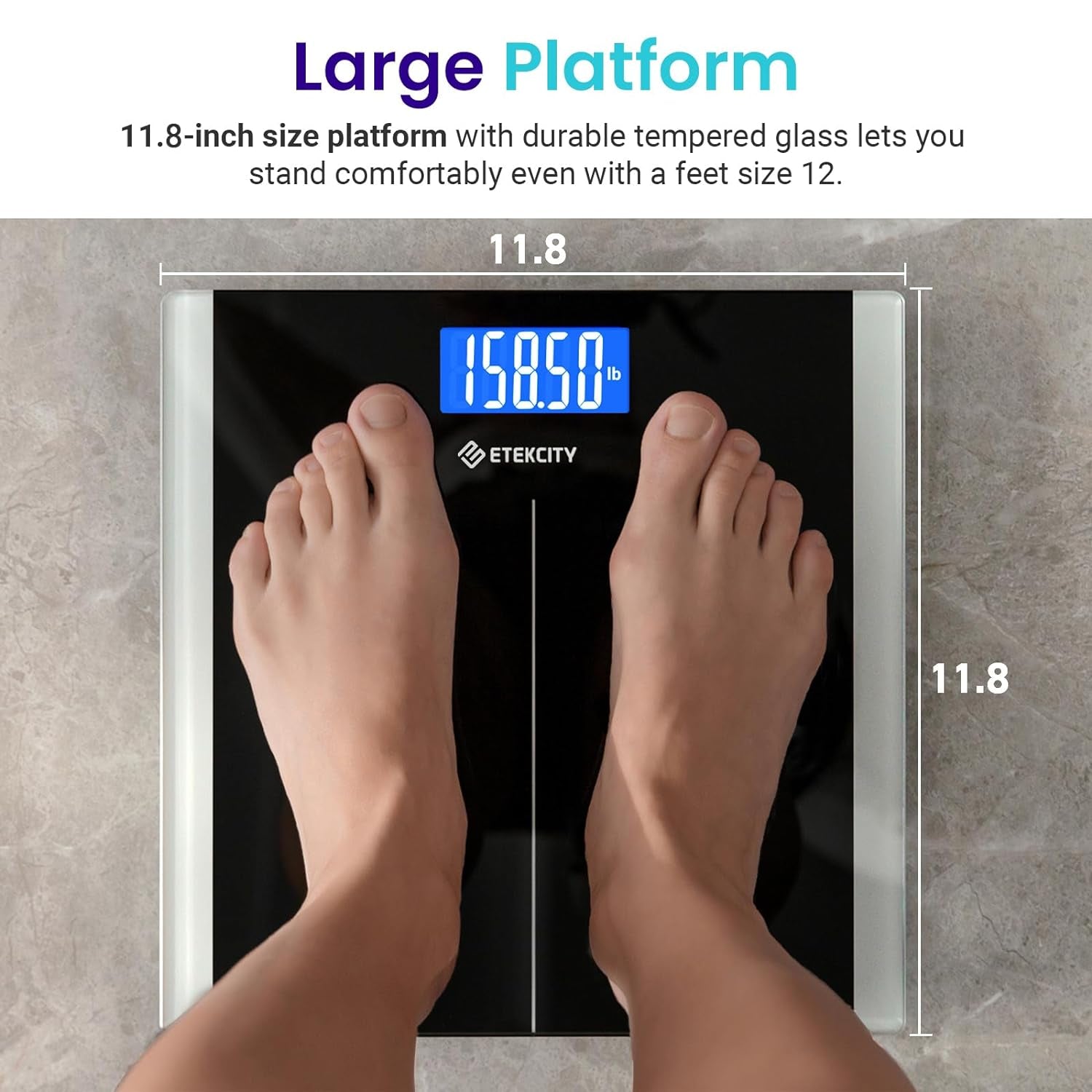 Digital Bathroom Scale for Body Weight – High-Precision Electronic Weighing Machine, LCD Display, 400 lbs Capacity, Tempered Glass