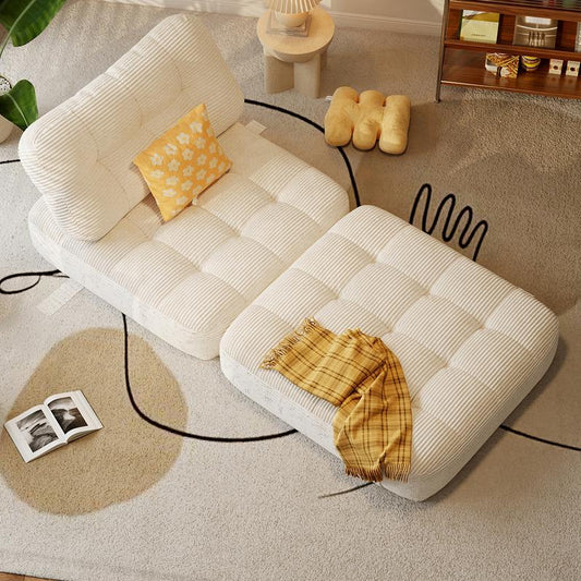 2-in-1 Foldable Sofa Bed Chair with Pillow – Space-Saving Lounge Chair & Guest Bed, Corduroy Cover, Foam Mattress