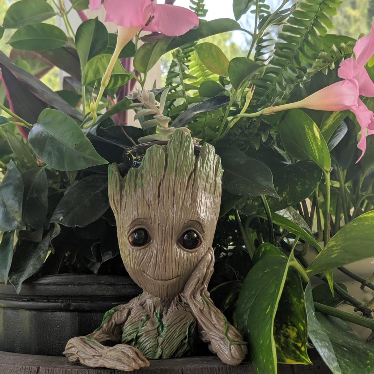 Baby Groot Planter & Pen Holder – 6" Tree Man Pot with Drainage Hole | Decorative Succulent Flower Pot or Desk Organizer