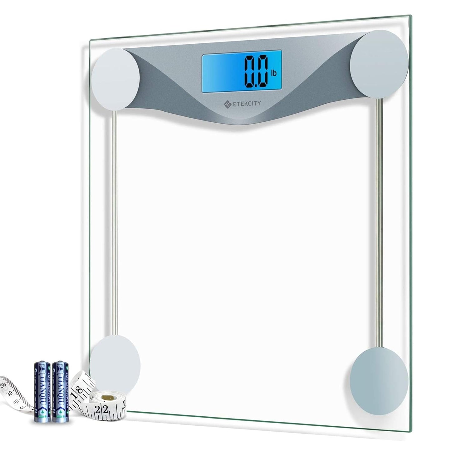 Digital Bathroom Scale for Body Weight – High-Precision Electronic Weighing Machine, LCD Display, 400 lbs Capacity, Tempered Glass