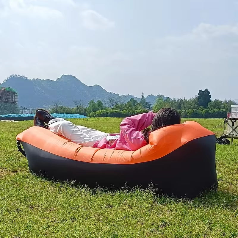 🌬️ Inflatable Air Sofa Bed – Portable Waterproof Lazy Lounger for Outdoor & Beach, No Pump Needed – 240×70cm