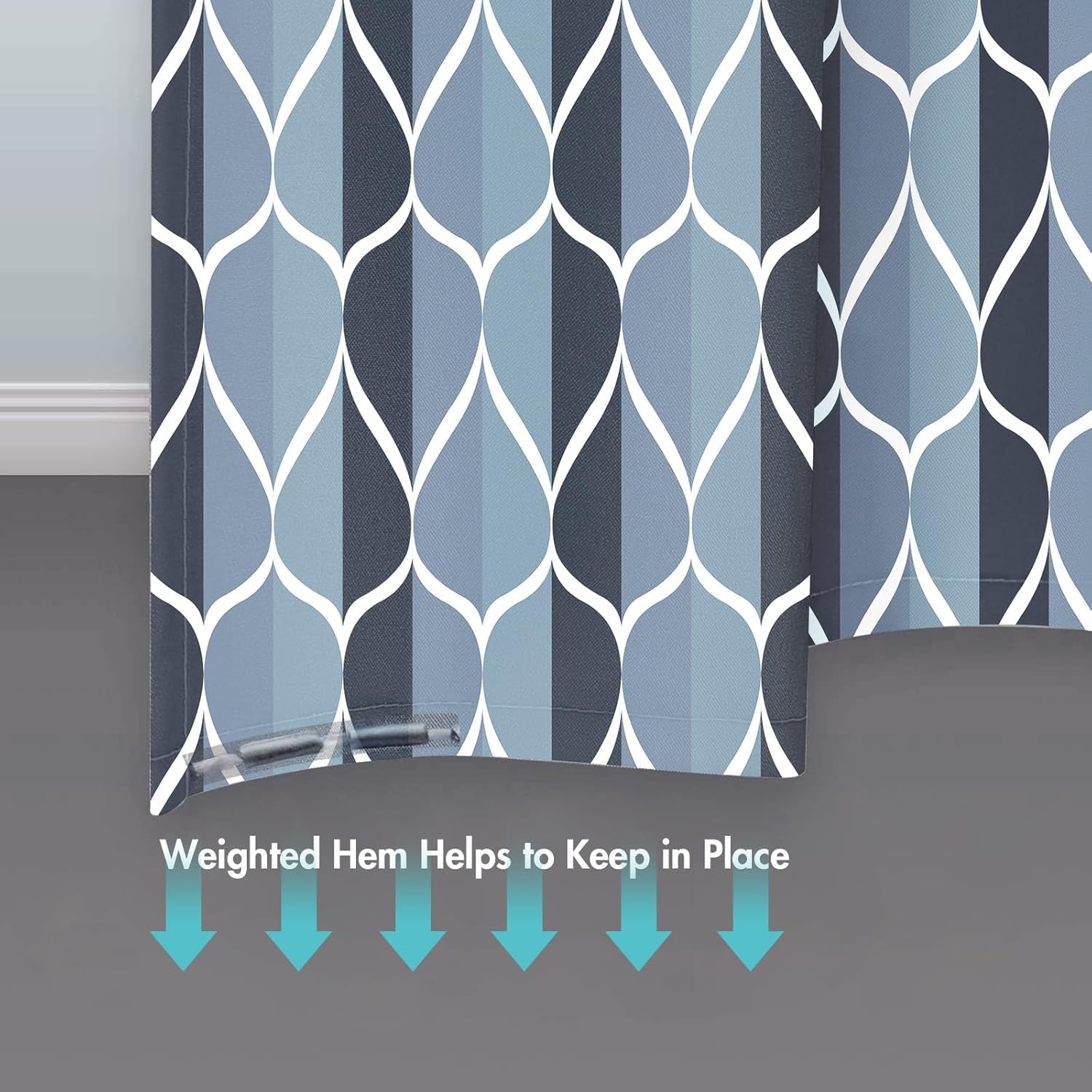 Fabric Shower Curtain – Waterproof, Quick-Drying Polyester, Weighted Bottom, 8 Hooks and Machine Washable