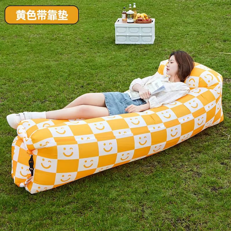 🌬️ Inflatable Air Sofa Bed – Portable Waterproof Lazy Lounger for Outdoor & Beach, No Pump Needed – 240×70cm