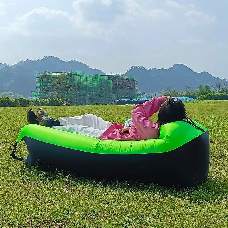 🌬️ Inflatable Air Sofa Bed – Portable Waterproof Lazy Lounger for Outdoor & Beach, No Pump Needed – 240×70cm