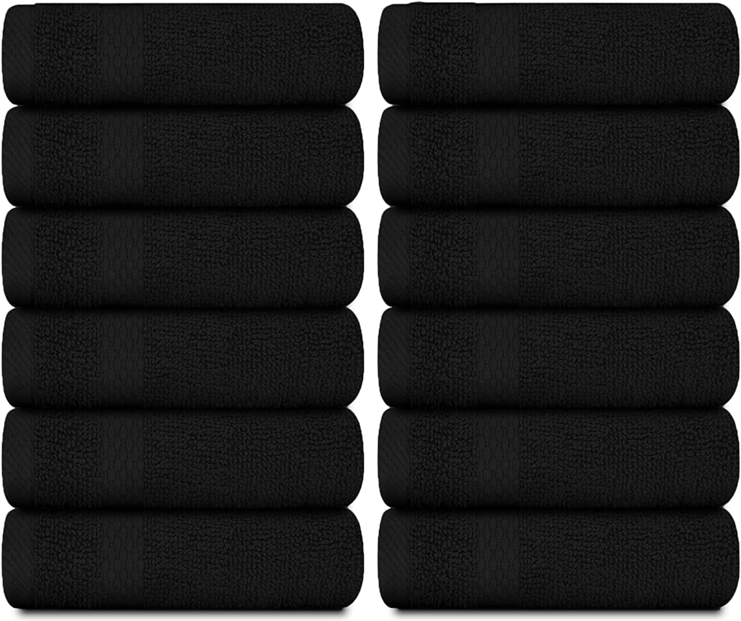 Luxury Cotton Washcloths 13X13 Inch | Hotel, Spa, Bathroom Face Towel | 12 Pack, Black