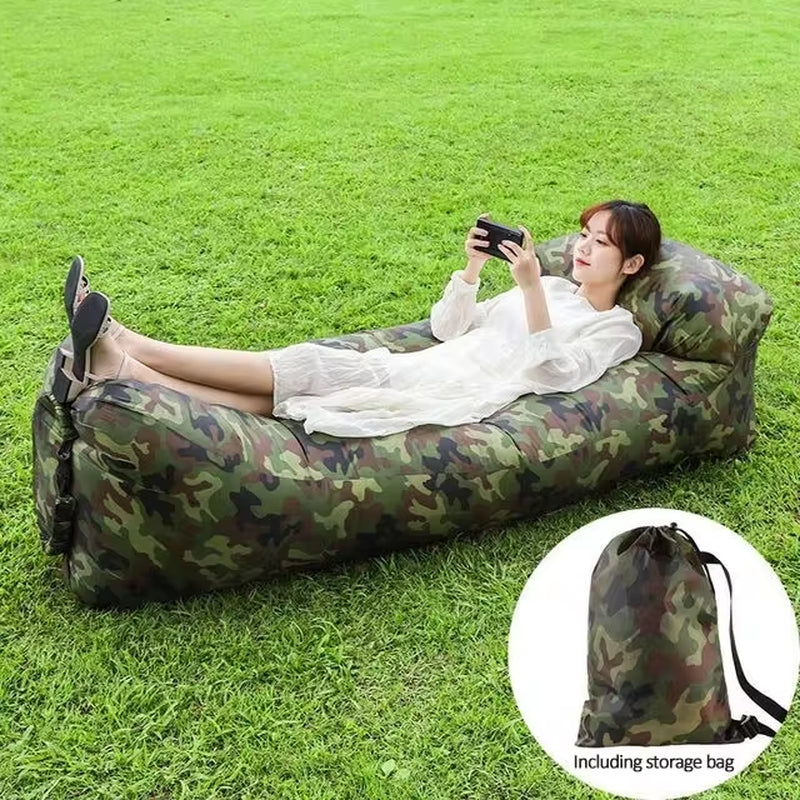 🌬️ Inflatable Air Sofa Bed – Portable Waterproof Lazy Lounger for Outdoor & Beach, No Pump Needed – 240×70cm