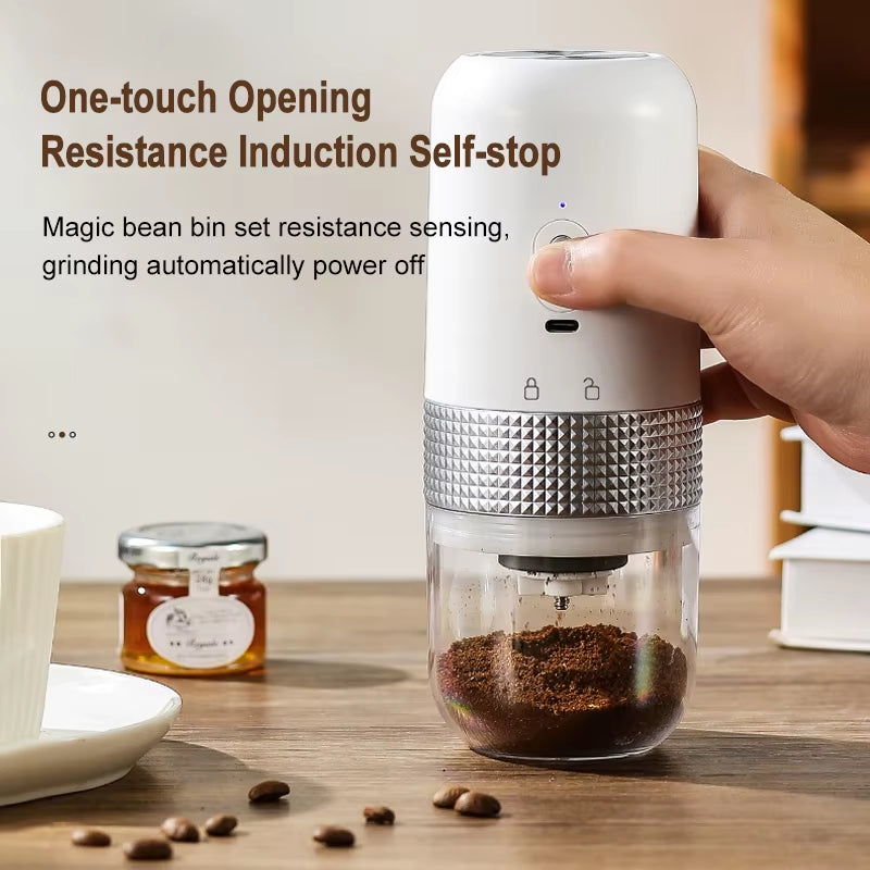 USB Rechargeable Electric Coffee Grinder – Wireless Portable Coffee Bean Mill with Ceramic Grinding Core, Adjustable Coarseness, One-Hand Operation – Compact for Home, Office, Travel