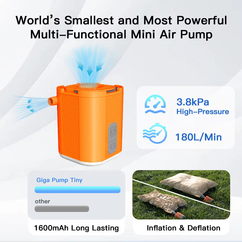 🌀 Nano JetPump – 3-in-1 Mini Electric Pump | High-Pressure Portable Inflator & Deflator for Camping, Air Mattresses & More