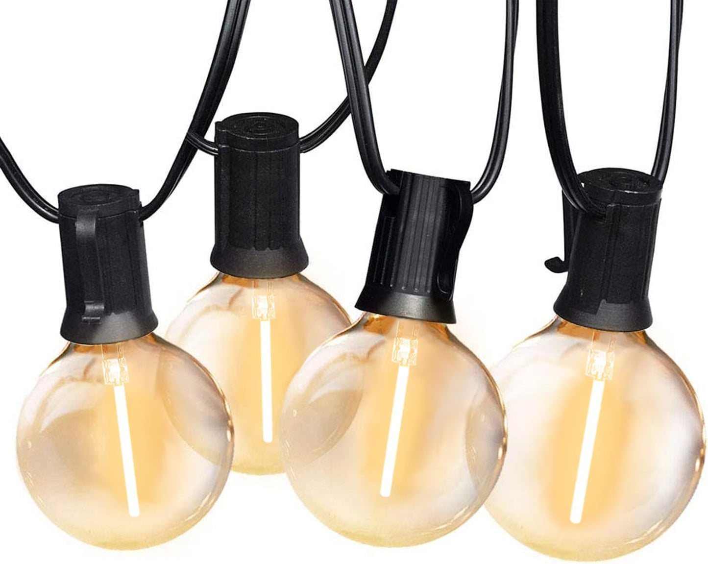 Outdoor String Lights – Waterproof G40 LED Patio Lights with 49 Shatterproof Bulbs (1 Spare), Dimmable & Connectable for Backyard, Garden, Bistro, Camping, Porch & Events