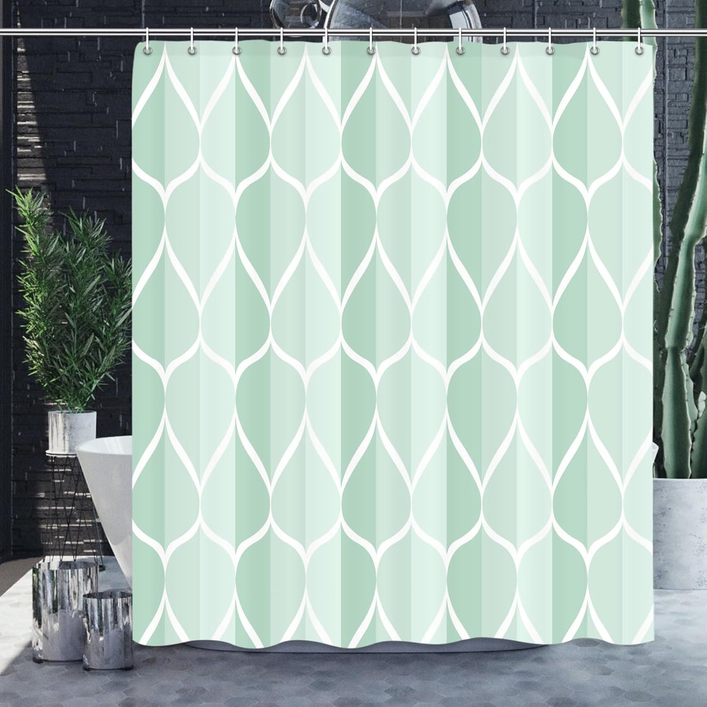 Fabric Shower Curtain – Waterproof, Quick-Drying Polyester, Weighted Bottom, 8 Hooks and Machine Washable