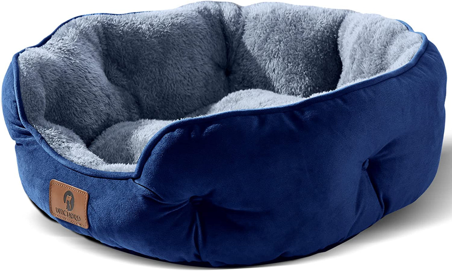 🐾 Small Dog & Cat Bed – 20” Extra Soft Sherpa Fleece Pet Bed with Anti-Slip & Water-Resistant Oxford Bottom, Brown