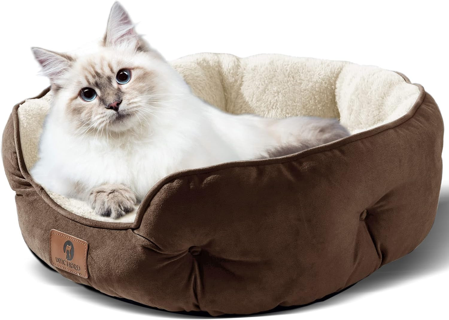 🐾 Small Dog & Cat Bed – 20” Extra Soft Sherpa Fleece Pet Bed with Anti-Slip & Water-Resistant Oxford Bottom, Brown